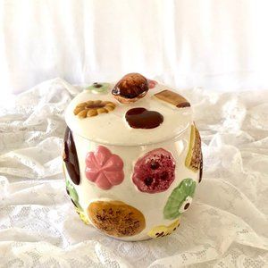 Antique 1950s NAPCO "Cookies All Over" Ceramic cookie Jar with lid, Japan